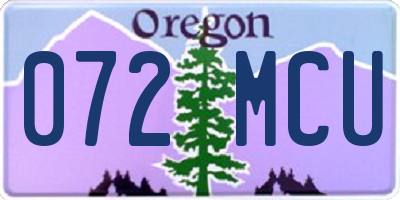 OR license plate 072MCU