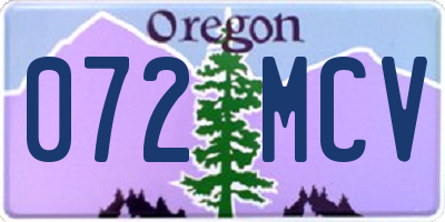 OR license plate 072MCV