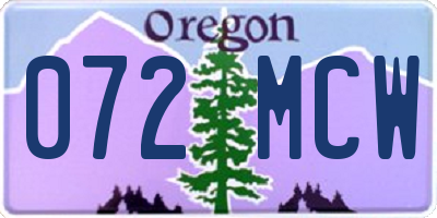 OR license plate 072MCW