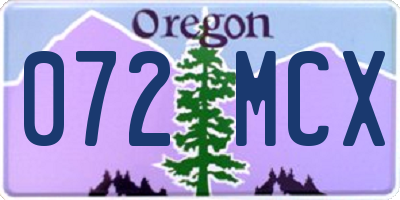 OR license plate 072MCX