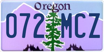 OR license plate 072MCZ