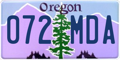 OR license plate 072MDA