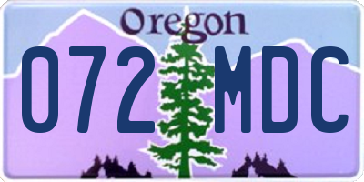 OR license plate 072MDC