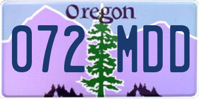 OR license plate 072MDD