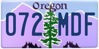 OR license plate 072MDF