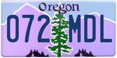 OR license plate 072MDL