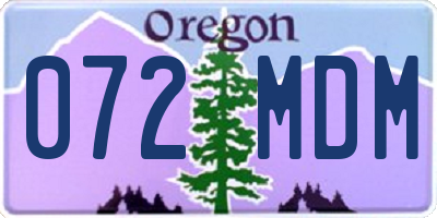 OR license plate 072MDM