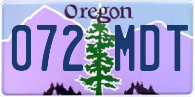 OR license plate 072MDT