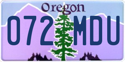 OR license plate 072MDU