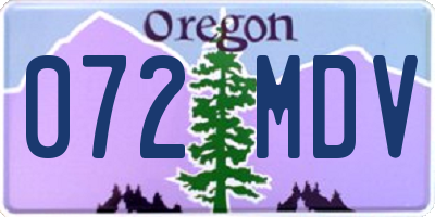 OR license plate 072MDV
