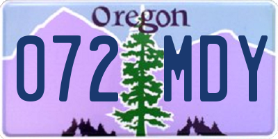 OR license plate 072MDY