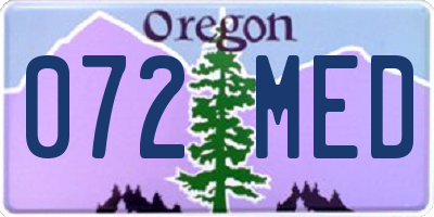 OR license plate 072MED