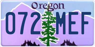 OR license plate 072MEF