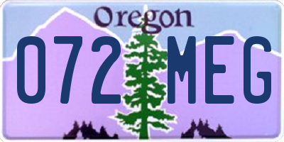 OR license plate 072MEG