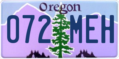 OR license plate 072MEH