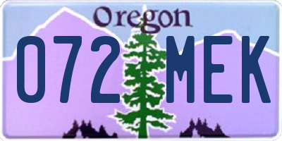 OR license plate 072MEK