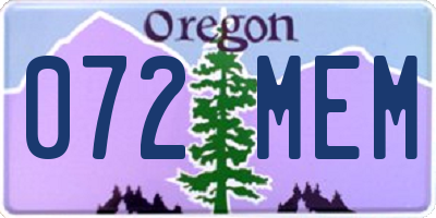 OR license plate 072MEM