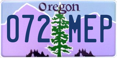 OR license plate 072MEP