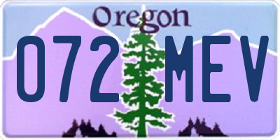 OR license plate 072MEV