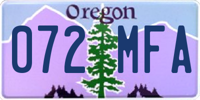 OR license plate 072MFA