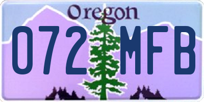 OR license plate 072MFB