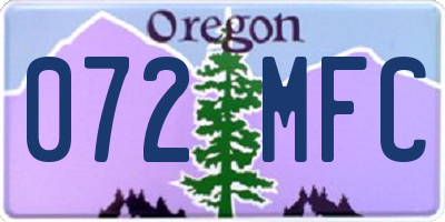 OR license plate 072MFC