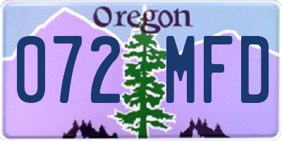 OR license plate 072MFD