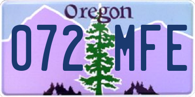 OR license plate 072MFE