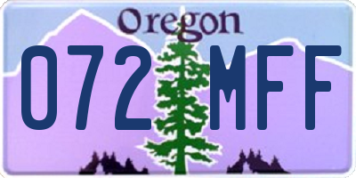 OR license plate 072MFF