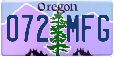 OR license plate 072MFG