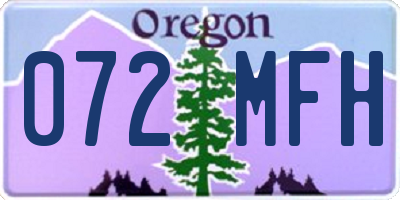 OR license plate 072MFH