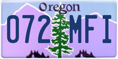 OR license plate 072MFI