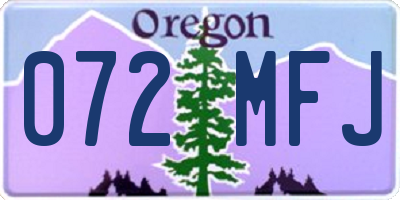 OR license plate 072MFJ