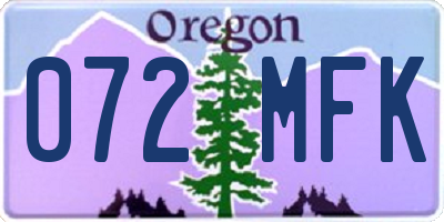 OR license plate 072MFK