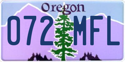 OR license plate 072MFL