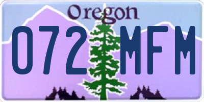 OR license plate 072MFM