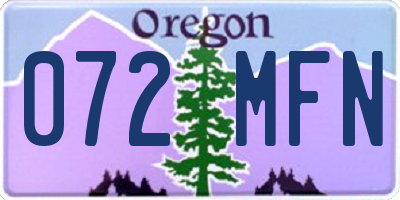 OR license plate 072MFN