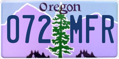 OR license plate 072MFR