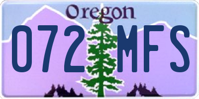 OR license plate 072MFS