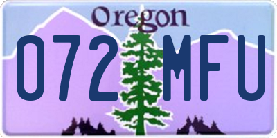 OR license plate 072MFU