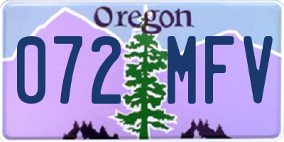 OR license plate 072MFV