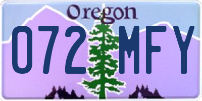OR license plate 072MFY