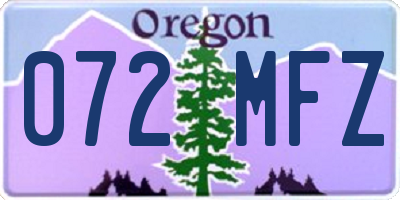 OR license plate 072MFZ