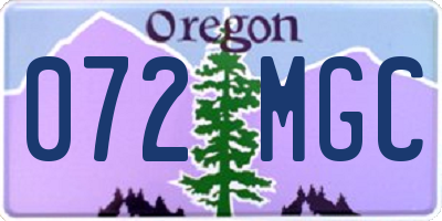 OR license plate 072MGC