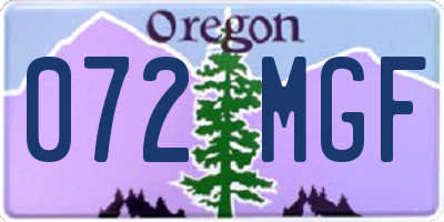OR license plate 072MGF