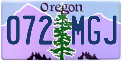 OR license plate 072MGJ