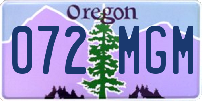 OR license plate 072MGM