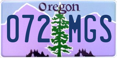 OR license plate 072MGS