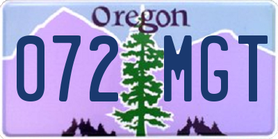 OR license plate 072MGT