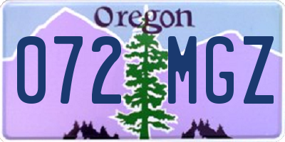 OR license plate 072MGZ